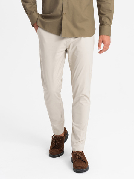 Ombre Clothing Pánske chino nohavice REGULAR FIT béžové Ombre Clothing