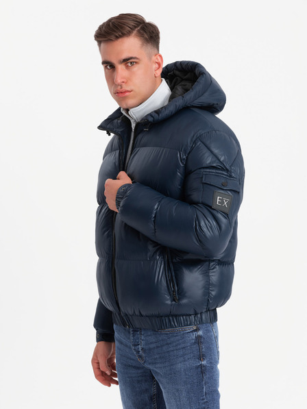 Ombre Clothing Pánska teplá bunda s rebrovanými lemami Ombre Clothing