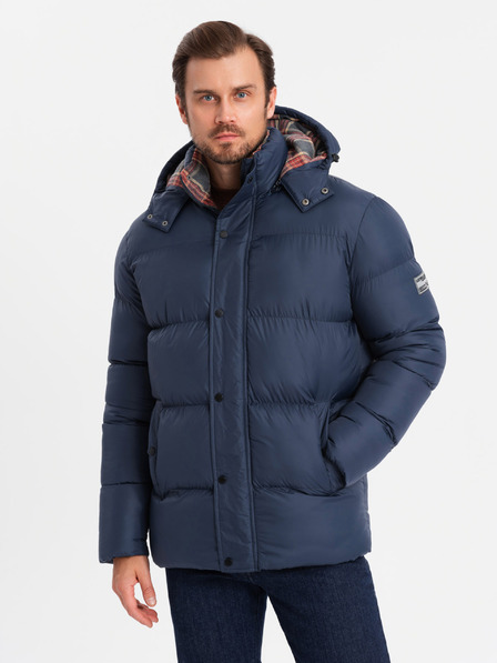 Ombre Clothing Pánska kockovaná podšitá bunda Ombre Clothing