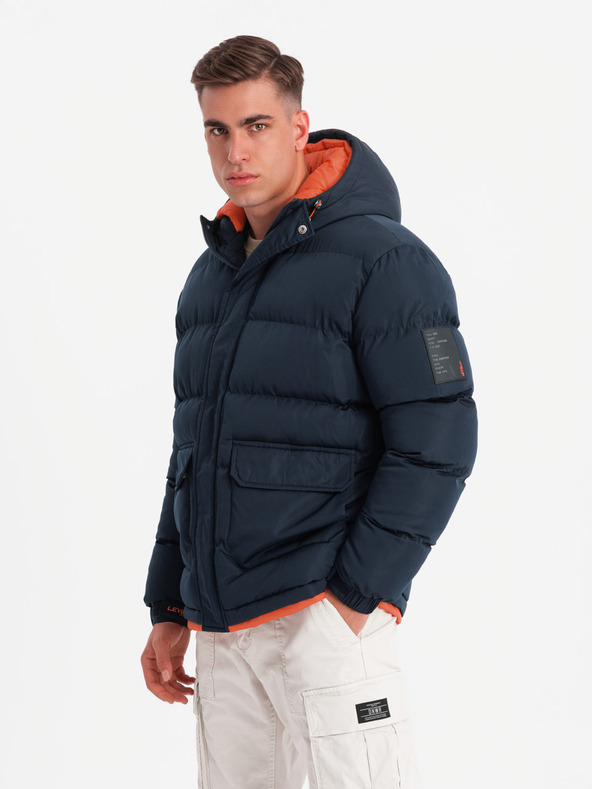 Ombre Clothing Ombre Clothing pánska športová teplá bunda s dvojitou kapucňou