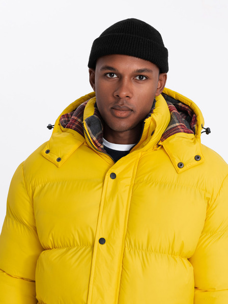 Ombre Clothing Pánska kockovaná podšitá bunda Ombre Clothing