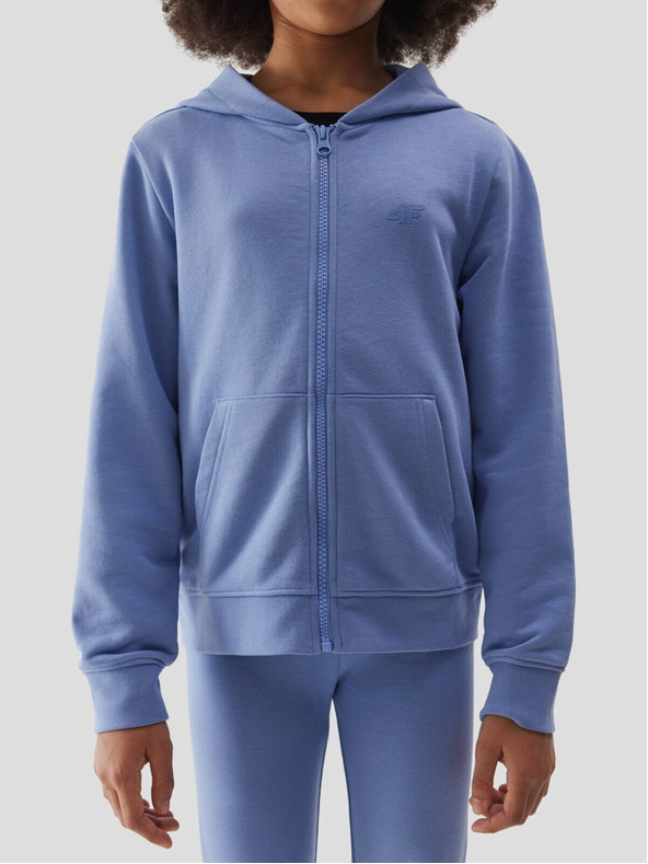 4F 4F Dievčenská mikina s kapucňou - tmavomodrá