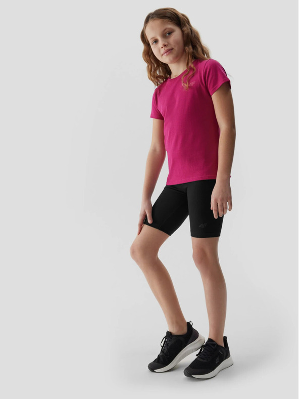4F 4F Dievčenské jednofarebné tričko - ružové