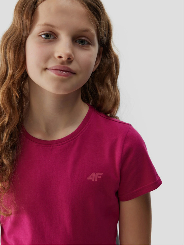 4F 4F Dievčenské jednofarebné tričko - ružové