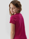 4F 4F Dievčenské jednofarebné tričko - ružové