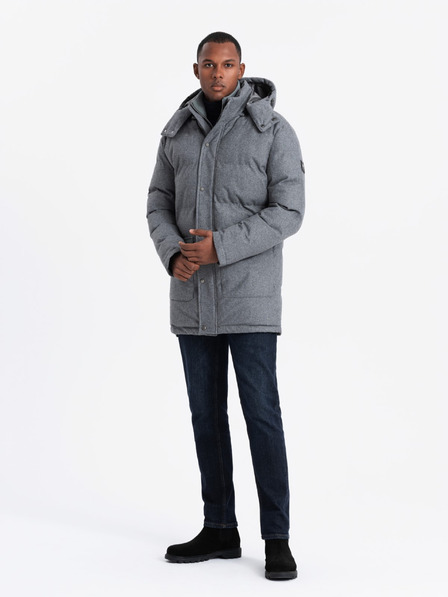 Ombre Clothing Pánska dlhá teplá bunda parka s vlnou Ombre Oblečenie