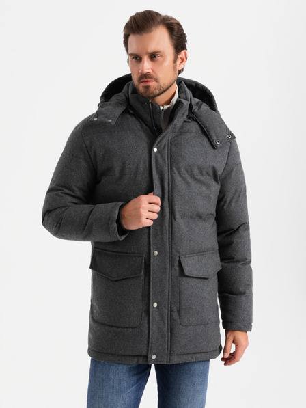 Ombre Clothing Pánska dlhá teplá bunda parka s vlnou Ombre Oblečenie
