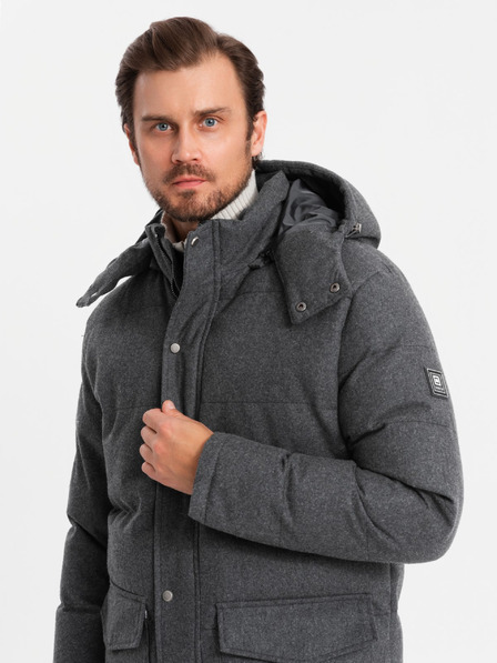 Ombre Clothing Pánska dlhá teplá bunda parka s vlnou Ombre Oblečenie