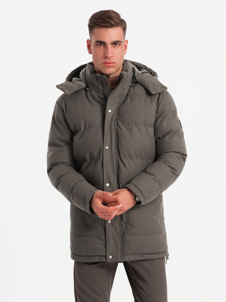 Ombre Clothing Pánska dlhá teplá bunda parka s vlnou Ombre Oblečenie