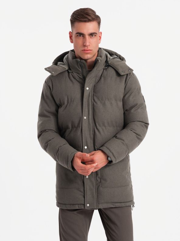 Ombre Clothing Pánska dlhá teplá bunda parka s vlnou Ombre Oblečenie