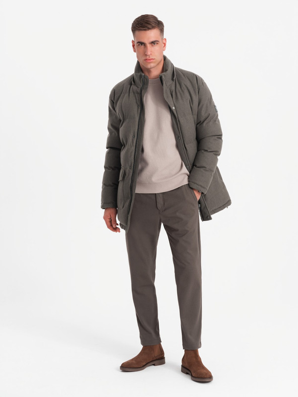 Ombre Clothing Pánska dlhá teplá bunda parka s vlnou Ombre Oblečenie