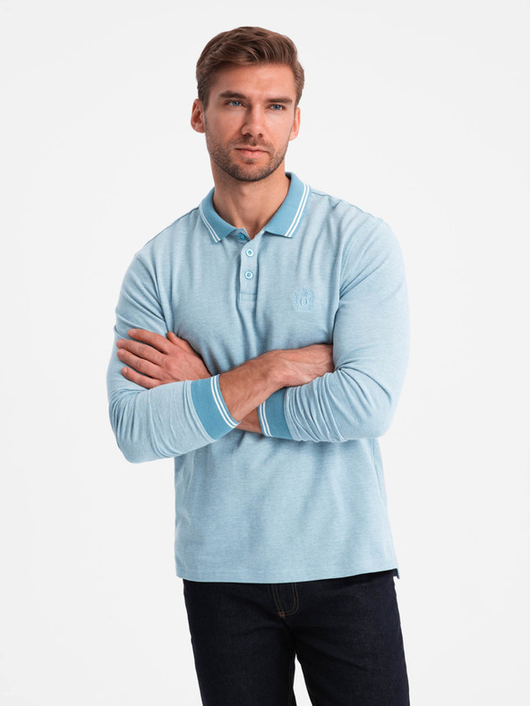 Ombre Clothing Pánske polo tričko s dlhým rukávom Ombre Oblečenie