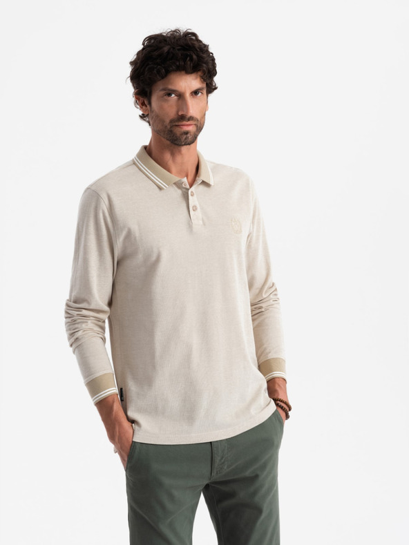 Ombre Clothing Pánske polo tričko s dlhým rukávom Ombre Oblečenie