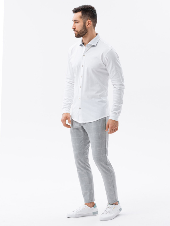 Ombre Clothing Pánska pletená košeľa s úzkymi rukávmi Ombre oblečenie