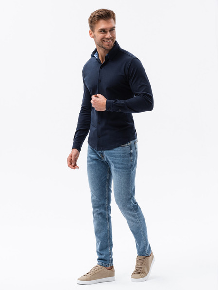 Ombre Clothing Pánska pletená košeľa s úzkymi rukávmi Ombre oblečenie