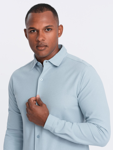 Ombre Clothing Pánska pletená košeľa s úzkymi rukávmi Ombre oblečenie