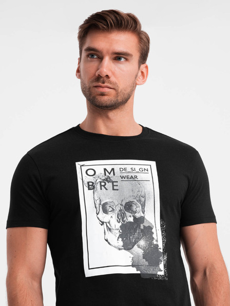 Ombre Clothing Pánske bavlnené tričko s jemnou výšivkou Ombre Oblečenie