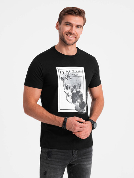Ombre Clothing Pánske bavlnené tričko s jemnou výšivkou Ombre Oblečenie