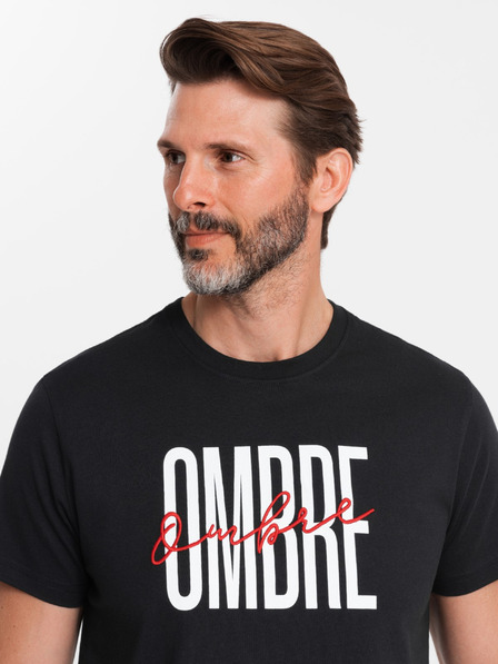 Ombre Clothing Pánske bavlnené tričko s jemnou výšivkou Ombre Oblečenie