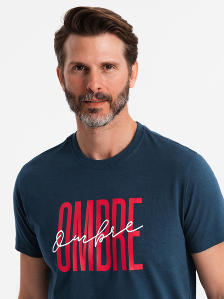 Ombre Clothing Pánske bavlnené tričko s jemnou výšivkou Ombre Oblečenie