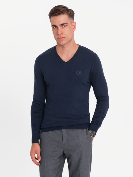 Ombre Clothing Elegantný pánsky sveter BASIC s výstrihom v tvare písmena V. Oblečenie v tvare písmena V