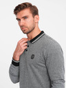 Ombre Clothing Pánske vyšívané polo tričko s dlhým rukávom Ombre Clothing
