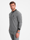 Ombre Clothing Pánske vyšívané polo tričko s dlhým rukávom Ombre Clothing
