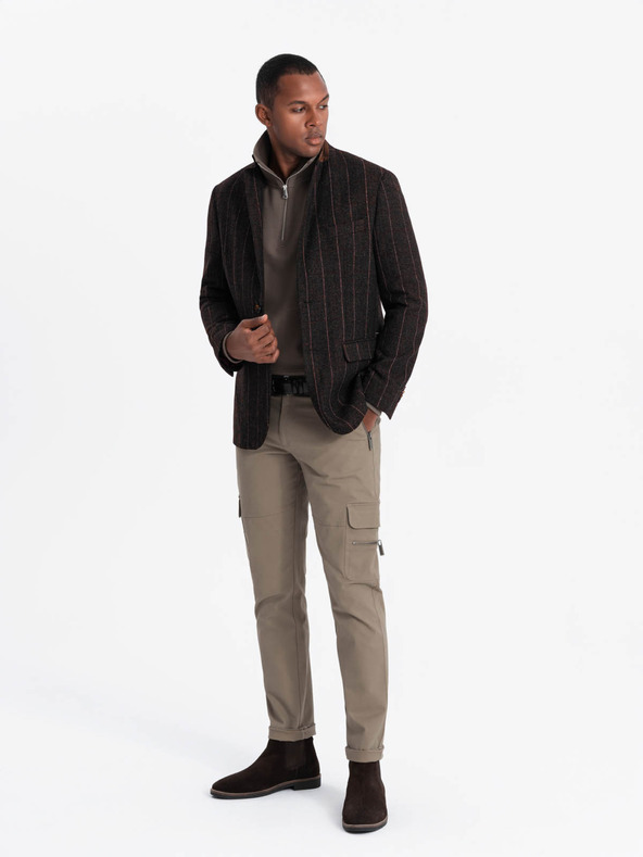 Ombre Clothing Elegantná pánska štruktúrovaná pletená bunda Ombre Clothing