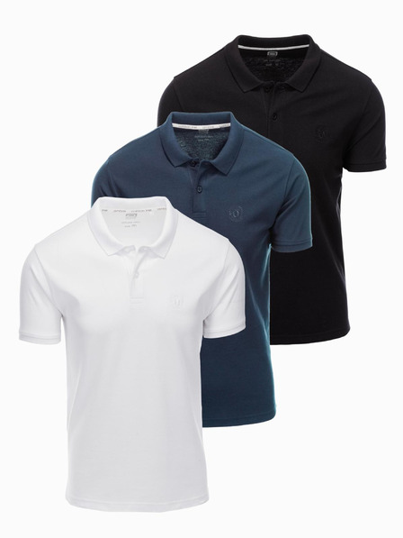 Ombre Clothing Pánska bavlnená polokošeľa BASIC - čierna/tmavomodrá/biela V1 OM-POBS-0133 Oblečenie Ombre