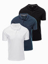 Ombre Clothing Pánska bavlnená polokošeľa BASIC - čierna/tmavomodrá/biela V1 OM-POBS-0133 Oblečenie Ombre