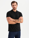 Ombre Clothing Pánska bavlnená polokošeľa BASIC - čierna/tmavomodrá/biela V1 OM-POBS-0133 Oblečenie Ombre
