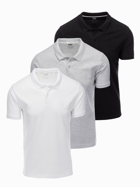 Ombre Clothing Pánska bavlnená polokošeľa BASIC - čierna/melanžovo sivá/biela V2 OM-POBS-0133 Oblečenie Ombre