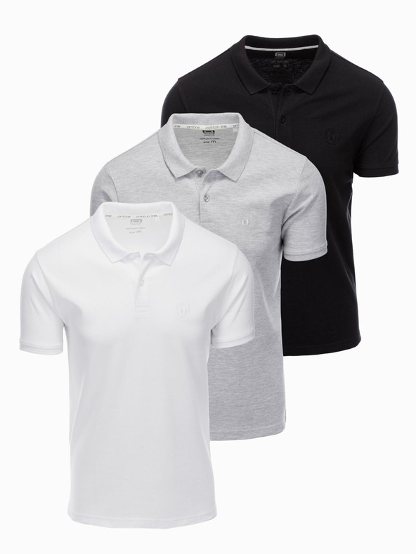 Ombre Clothing Pánska bavlnená polokošeľa BASIC - čierna/melanžovo sivá/biela V2 OM-POBS-0133 Oblečenie Ombre