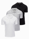 Ombre Clothing Pánska bavlnená polokošeľa BASIC - čierna/melanžovo sivá/biela V2 OM-POBS-0133 Oblečenie Ombre