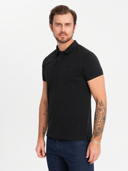 Ombre Clothing Pánska bavlnená polokošeľa BASIC - čierna/melanžovo sivá/biela V2 OM-POBS-0133 Oblečenie Ombre