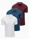 Ombre Clothing Pánska bavlnená polokošeľa BASIC - biela/burundová/tmavomodrá V4 OM-POBS-0133 Ombre Clothing