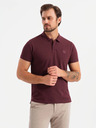 Ombre Clothing Pánska bavlnená polokošeľa BASIC - biela/burundová/tmavomodrá V4 OM-POBS-0133 Ombre Clothing