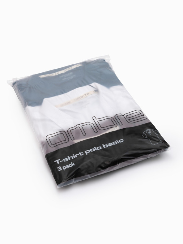 Ombre Clothing Pánska bavlnená polokošeľa BASIC - biela/burundová/tmavomodrá V4 OM-POBS-0133 Ombre Clothing