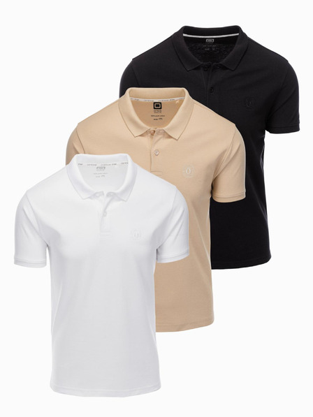 Ombre Clothing Pánska bavlnená polokošeľa BASIC - čierna/biela/béžová V7 OM-POBS-0133 Ombre Clothing