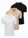 Ombre Clothing Pánska bavlnená polokošeľa BASIC - čierna/biela/béžová V7 OM-POBS-0133 Ombre Clothing