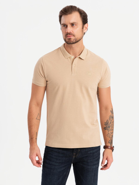 Ombre Clothing Pánska bavlnená polokošeľa BASIC - čierna/biela/béžová V7 OM-POBS-0133 Ombre Clothing