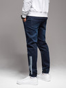 Ombre Clothing Pánske džínsové tepláky s lemovaním - tmavomodré V4 OM-PADJ-0156 Ombre Clothing