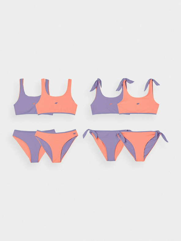 4F Dievčenské dvojdielne plavky 4F - korálovo-fialové