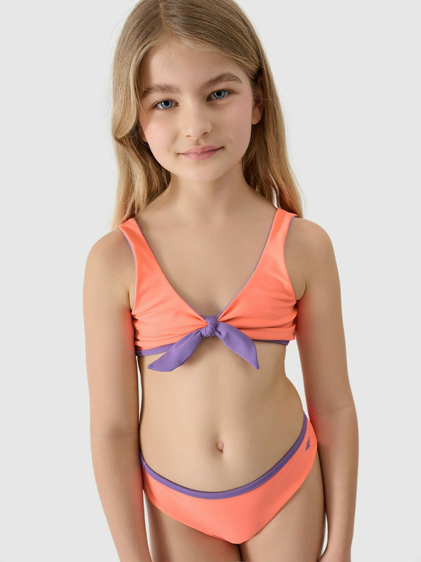 4F Dievčenské dvojdielne plavky 4F - korálovo-fialové