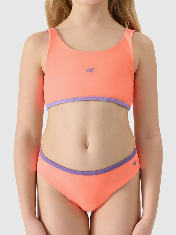 4F Dievčenské dvojdielne plavky 4F - korálovo-fialové