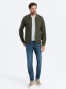 Ombre Clothing Pánska bavlnená bomber mikina na zips khaki Oblečenie Ombre