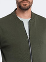 Ombre Clothing Pánska bavlnená bomber mikina na zips khaki Oblečenie Ombre