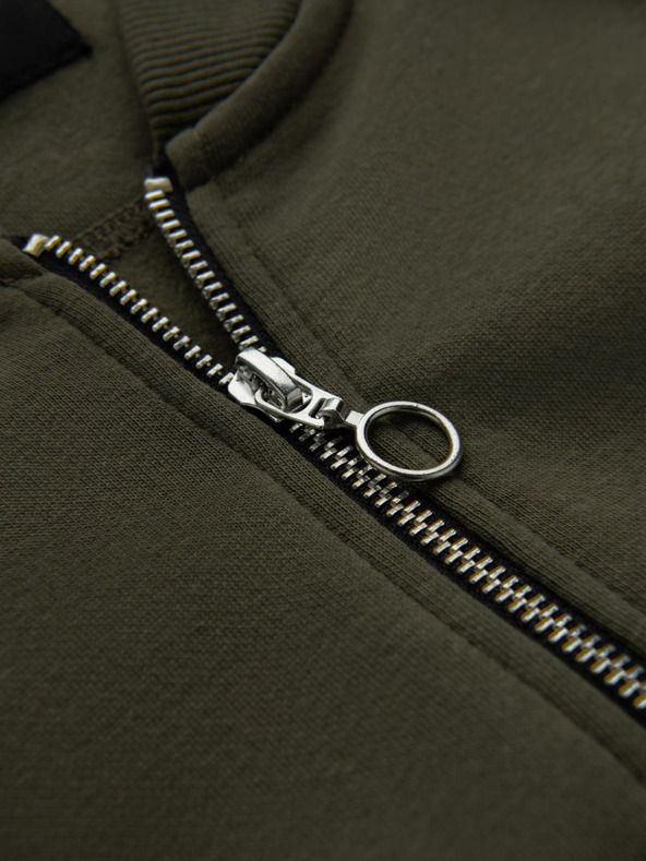 Ombre Clothing Pánska bavlnená bomber mikina na zips khaki Oblečenie Ombre