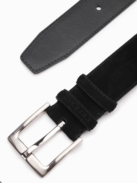 Ombre Clothing Pánsky jednofarebný opasok z prírodného semišu čierny Ombre Oblečenie