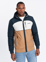 Ombre Clothing Pánska ľahká farebná športová bunda s fleecom hnedá Ombre Clothing